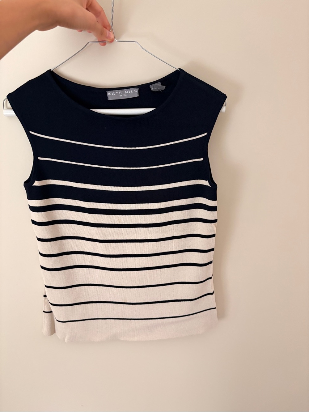 Kate Hill Navy & Cream Striped Sleeveless Knit Tank